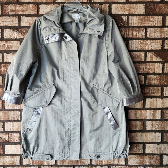 Zenergy by Chico's Jackets & Blazers - Chico's Silver Water Resistant Jacket with 3/4 Sleeves Size 12 / 14